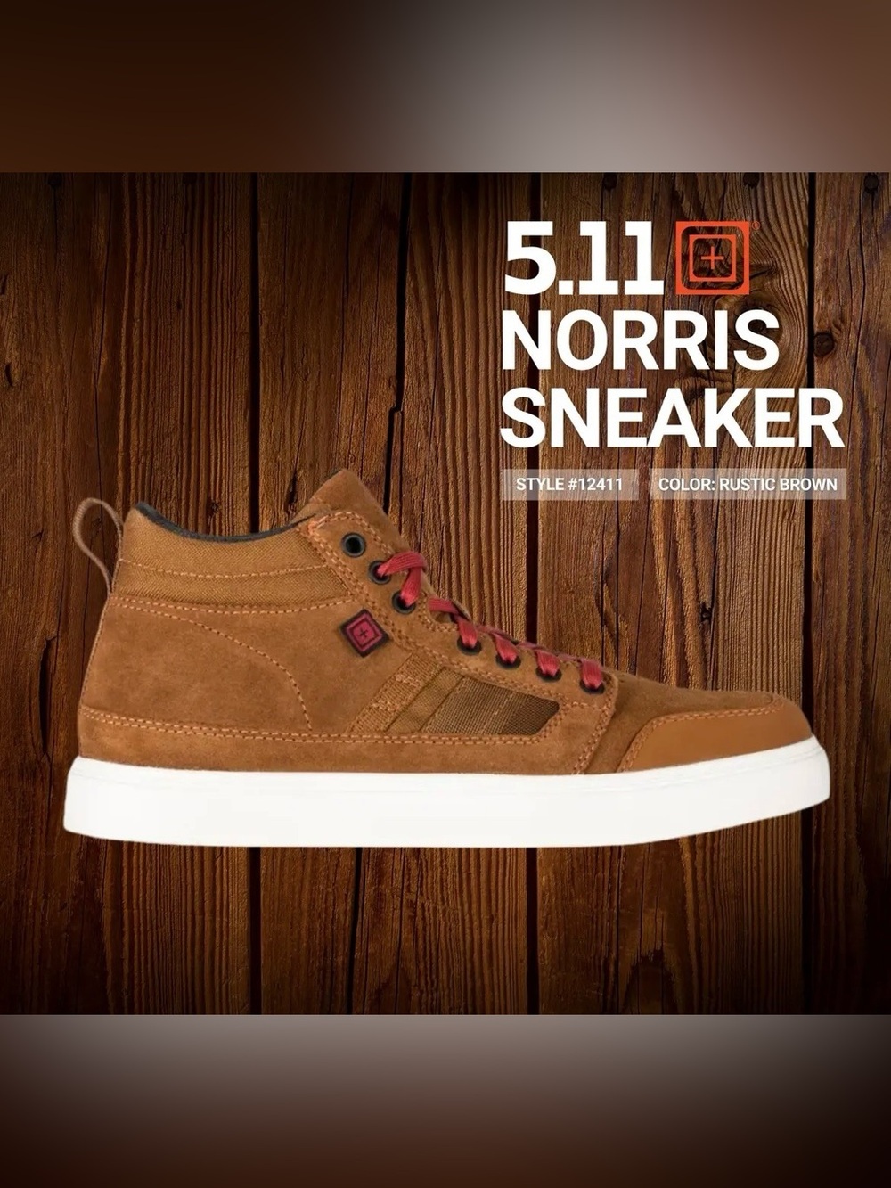 5.11 TACTICAL NORRIS SNEAKER RUSTIC BROWN HIGH TOP MEN’S 6 / WOMEN’S 7.5